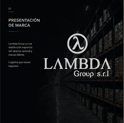 Portada de la presentación de marca de Lambda Group